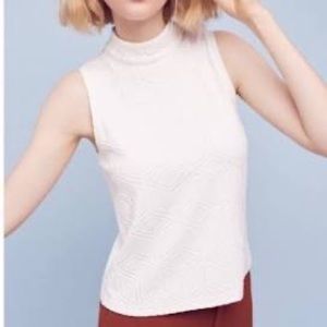 Anthropologie Postmark Mock-neck White Tank Top Blouse; Small Women’s